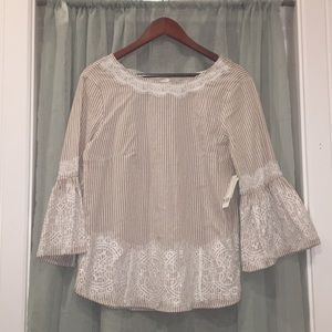 Striped lace detailed top